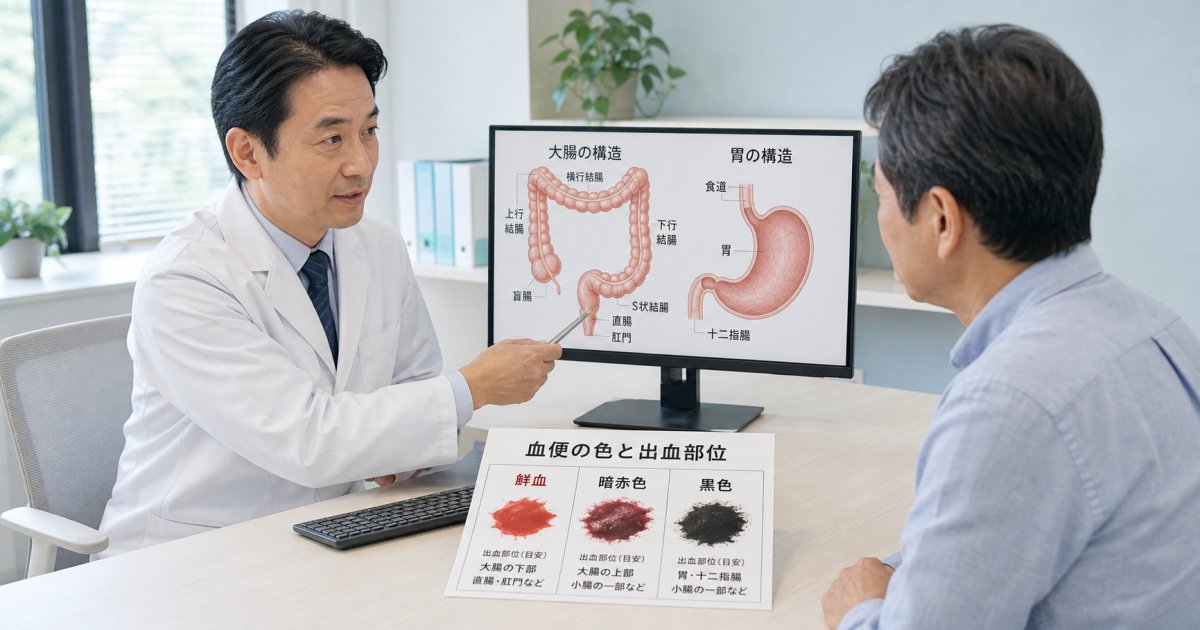便に血が混じる主な原因と血の色から推測される消化器疾患