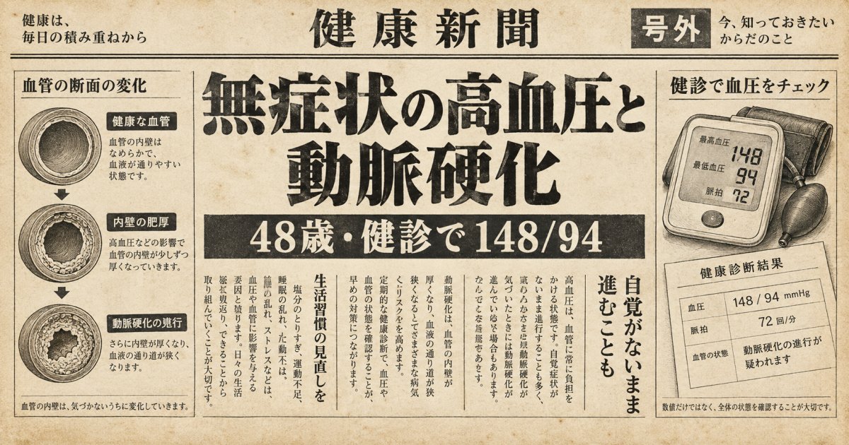 48歳管理職へ|無症状の高血圧が招く動脈硬化の進行リスク